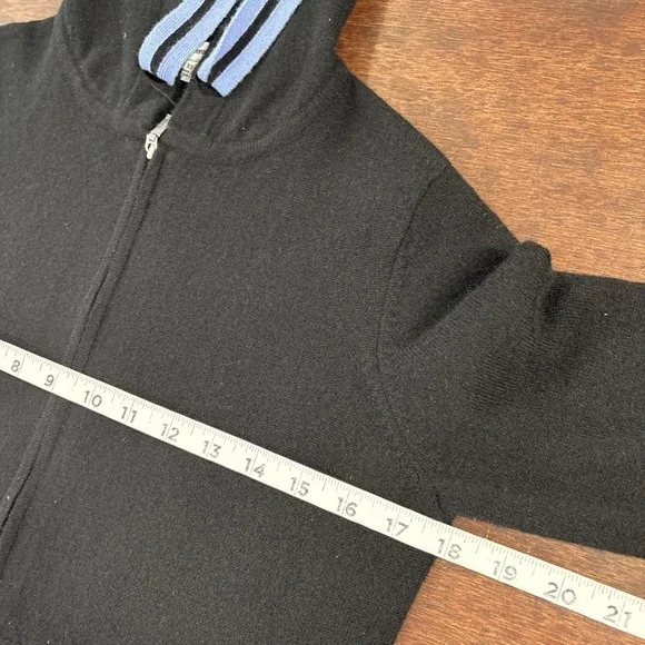 100% Cashmere Black Zip Hoodie Sweater XS Stars Nautical Coastal Preppy Capsule - Picture 7 of 9